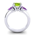 thumbnail image 4 of Diamond-Capitals 2.50 Carat Round Shape Peridot & Amethyst Gemstone Lovely Three Stone Anniversary Ring for Ladies Solid 18K White Gold Size 9.5, 4 of 8