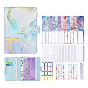 Mistaha Marble bleu A6 Binder de planificateur de trésorerie budget avec poches zippées et stickers