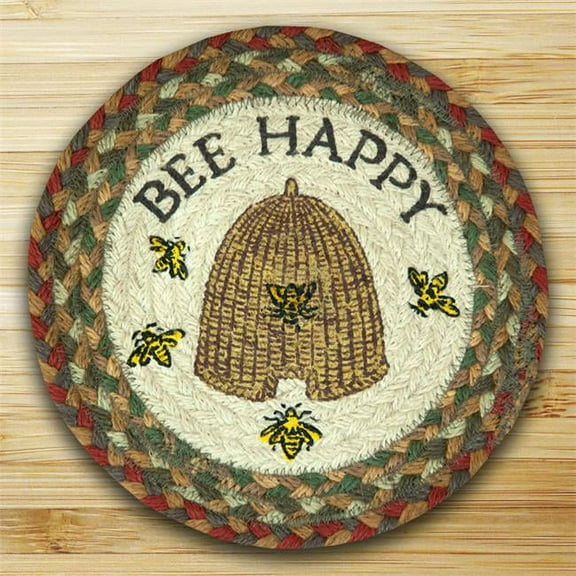 Earth Rugs 80-300BH Round Miniature Swatch- Bee Happy- printed