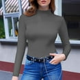 thumbnail image 2 of Duoif Womens Sweaters, Women's High Neck Slim Fit Top - Long Sleeve Tight Fitting Sweaters for Women Dark Gray L, 2 of 4