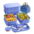 thumbnail image 1 of Set de loncheras Bento KEMETHY de 2,19 L, 3 niveles con bolsa térmica, color morado, 1 of 8
