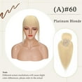 thumbnail image 4 of MY-LADY Clip In Remy Topper Hairpiece With Bangs Human Hair Clip On Toupee Wispy Bangs For Women Middle Part With Hair Loss Thinning Hair #60 Platinum Blonde, 4 of 8