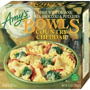 Amy's Frozen Meals, Country Cheddar Bowl, Made With Organic Pasta, Broccoli and Potatoes, Microwave Meals, 9.5 Oz
