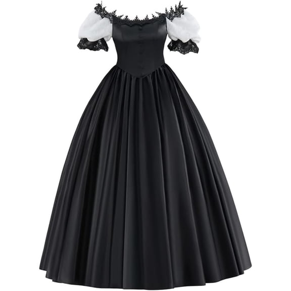 Women's Rococo Ball Gown Lace Sleeve Historical Victorian Dress Civil War Southern Belle Gown