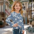 thumbnail image 3 of DISNIMO Girls Long Sleeve Shirt Floral Butterfly Printed Long Sleeve Pullover Tops Casual Loose T-Shirts Comfy Crewneck Tunic Blouse Size 5-12, 3 of 8