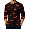 thumbnail image 2 of Domuza Halloween Henley Shirts for Men Funny Spooky Graphics Casual Long Sleeve Button Down Basic T-Shirt Moisture Wicking Classic Fit Pullover S, 2 of 4