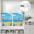 thumbnail image 5 of Kitchen Window Curtains Valance and Tier Set, Summer Beach Ocean Waves Slippers Sea Star Rod Pocket Tier Curtain Valance Set, Welcome Quote Light Filtering Cafe Curtains for Bedroom Living Room, 5 of 9