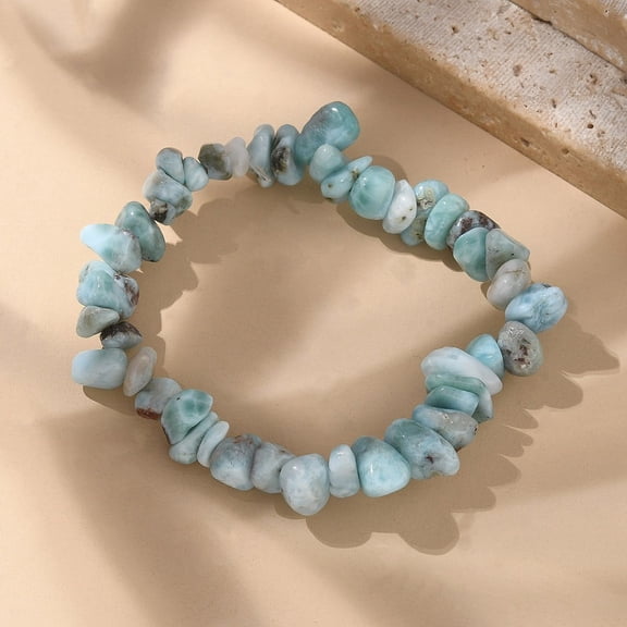1 pc Natural Larimar Beaded Stretch Bracelets 2 inch(48mm)