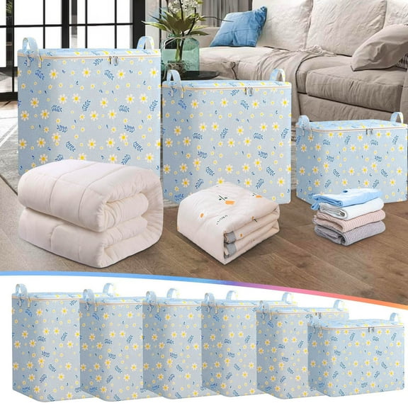 Under $5! xgfhyjeh Cloth Storage Bins Organizer with Lids, Foldable Clothes Storage Bags, Extra Large Capacity Closet Wardrobe Storage Box for Clothing Blanket Bedding, Toy Containers Chest