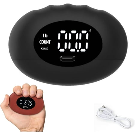 Grip Strength Tester Football, Portable, Rechargeable with Smart Digital Display– Electronic Hand Grip Tester Ball for Sports, Fitness & Rehabilitation, Ideal Gift for Home & Gym Use,Black(Z)