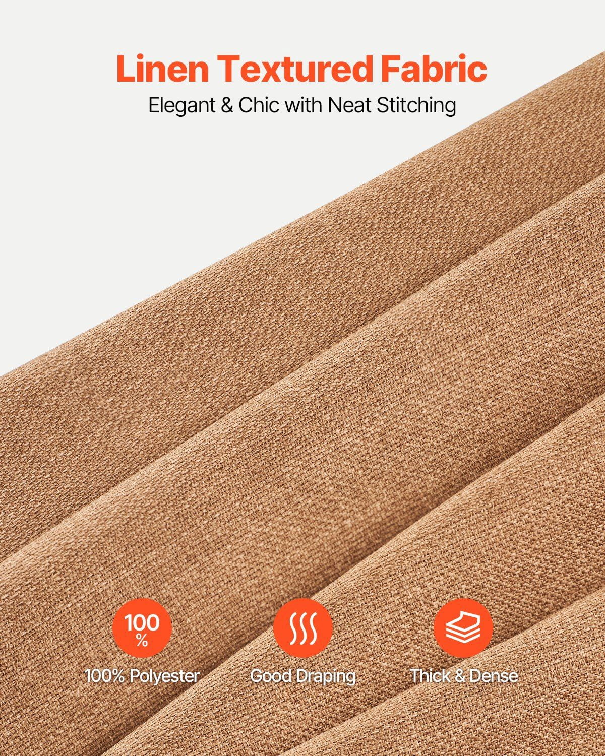 Natural Linen Curtains 52 x 84 Inch 2 Panels, Light Filtering Grommet Curtains