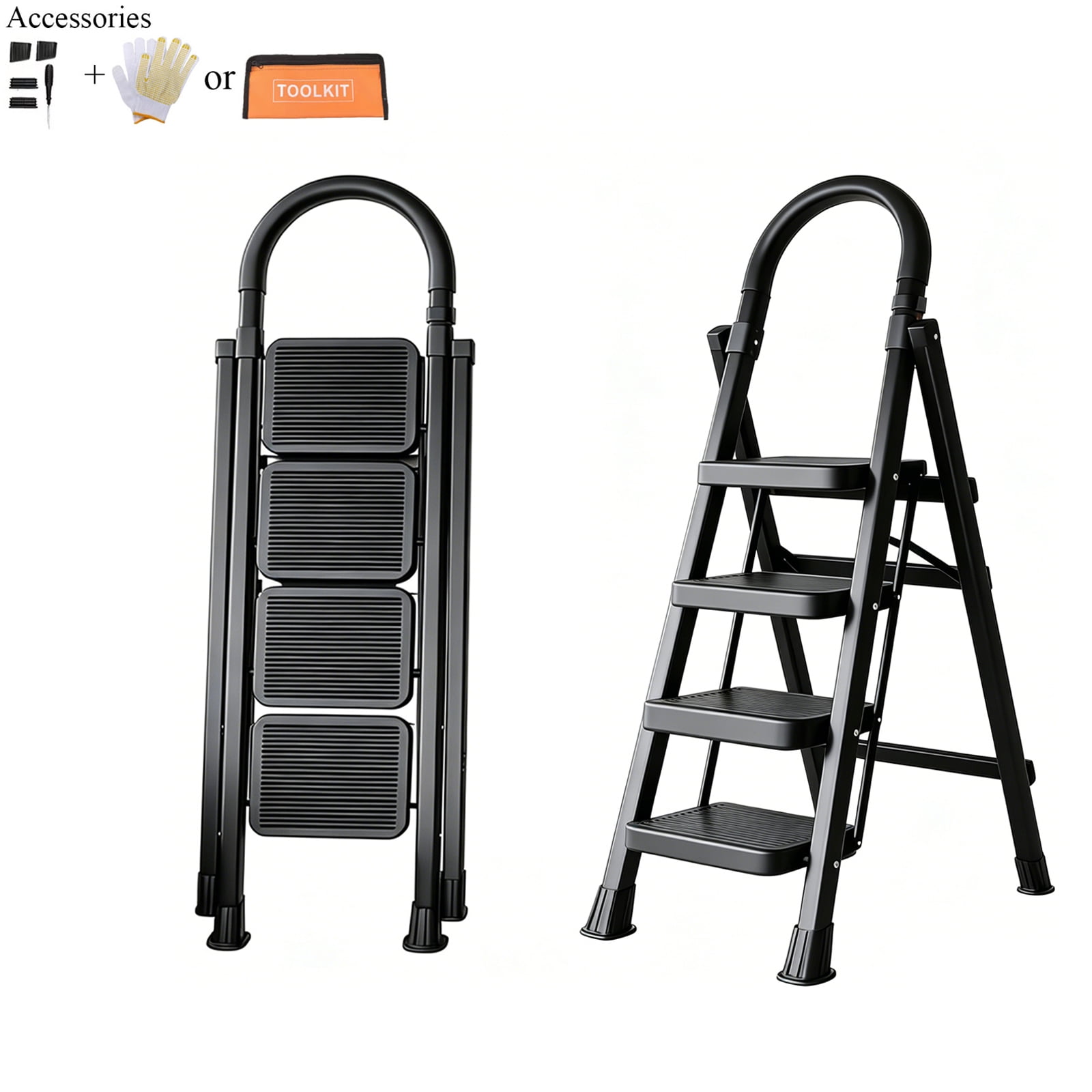 Heavy-duty 2/3/4/5-step Portable Folding Ladder, 330 Lbs Weight Capacity, Durable Plastic Folding Ladder With Non-slip Steps, Lightweight And Portable, Suitable For Both Household And Industrial Use