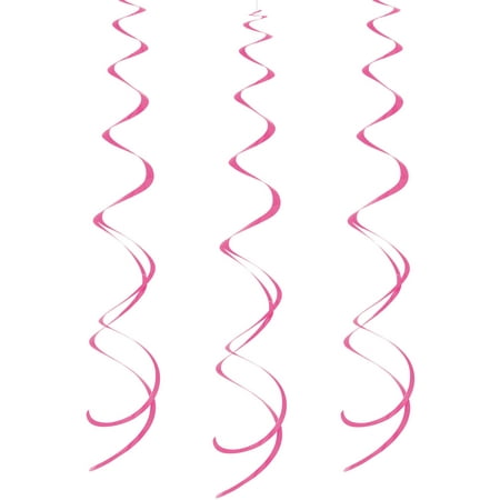 Swirl Hanging Decorations, 26 in, Hot Pink, 8ct