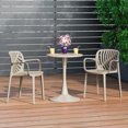 thumbnail image 3 of WestinTrends Playa 3-Piece Outdoor Indoor Metal Patio Dining Table Set With Stackable Patio Chairs, Sand, 3 of 17
