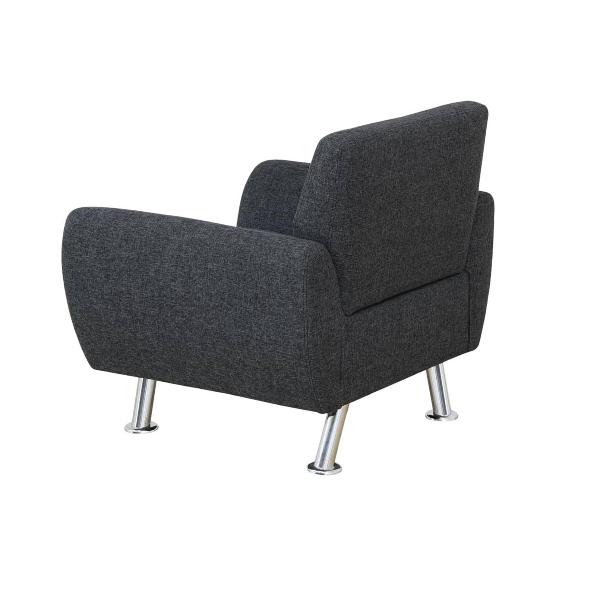 Mid Century Modern Sofa Couch Single Couches Chair with Metal Leg for Living Room Furniture, Black Grey