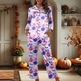 thumbnail image 2 of Muxikeji Clothes Silk Christmas Pajamas,Ice Silk Pajama Long,Women'S Halloween Print Pajama Set Long Sleeve Sleepwear Comfortable Loungewear for Nightwear and Home Relaxation Soft Two Piece Outfit, 2 of 6