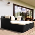 thumbnail image 2 of Giantex Rattan Daybed Patio Loveseat Sofa Set , Wicker Patio Furniture w/Padded Cushion & and Sturdy Foot, White, 2 of 8