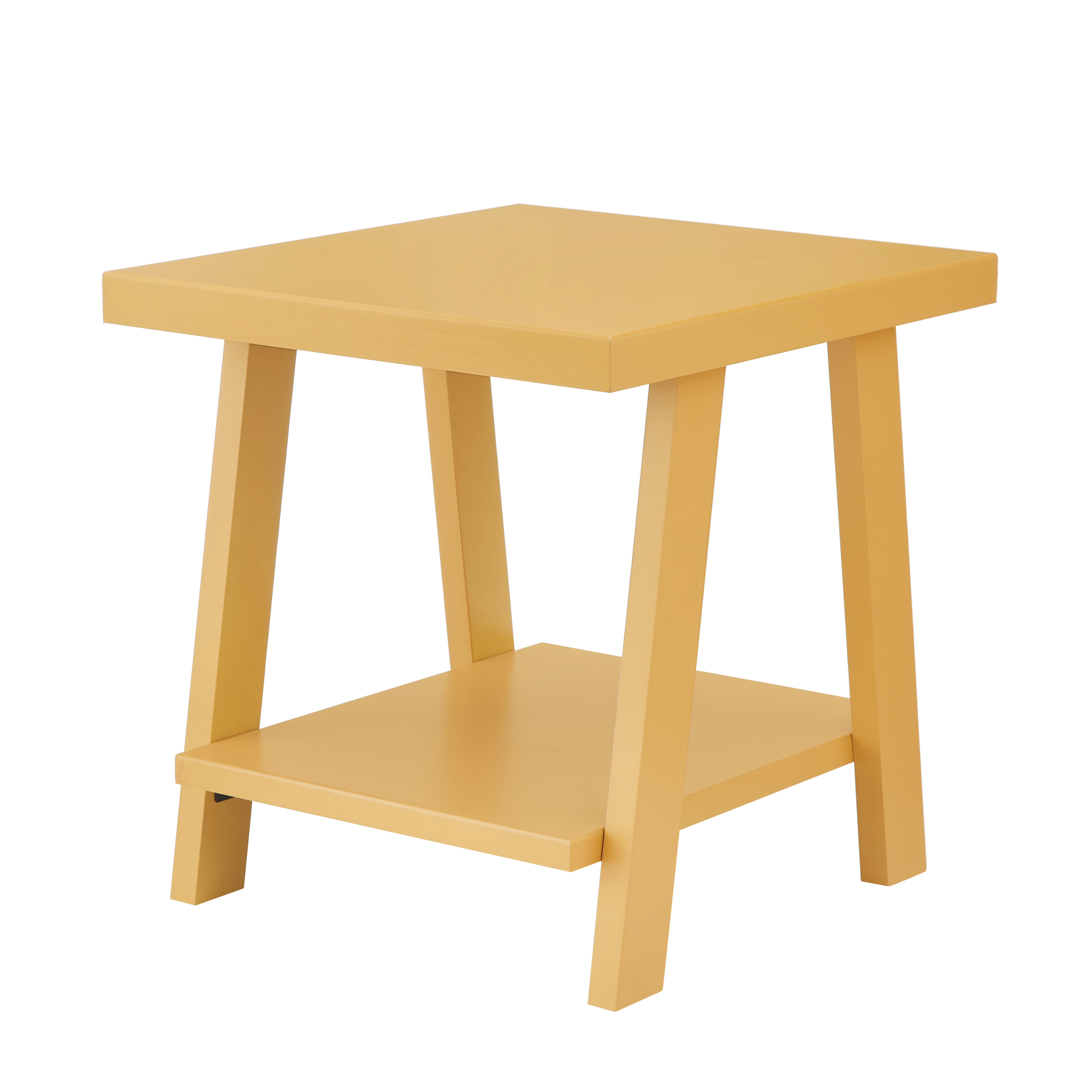 Wood Shelf End Table, Yellow