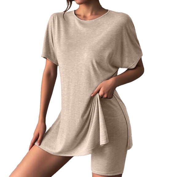 BOOMNY Womens 2 Peice Workout Shorts Sets Solid Short Sleeve Tops Gym Yoga Shorts Outfits for Women Summer Casual Matching Sets