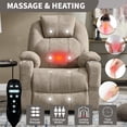 thumbnail image 3 of Leumius Power Lift Recliner Chair,Heavy Duty Recliners with 8-Point Vibration Massage and Lumbar Heating,Oversized Single Sofa with Cup Holder,USB and Type-C Ports,Khaki, 3 of 9