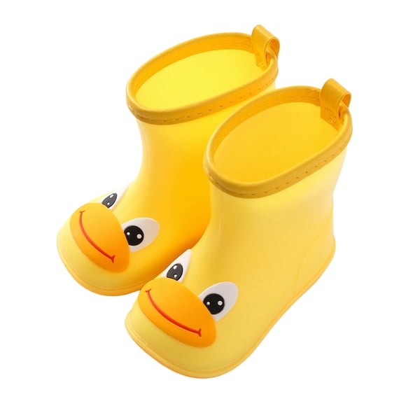 NOKIO Duck Design Children’s Water Shoes, 𝗪aterproof Rain Boots with Anti-Skid Sole, Cartoon Character Warm Inner Booties for Toddlers Boys Girls