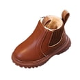 thumbnail image 2 of BXJX Girls Ankle Boots, Warm Fleece Lined Round Toe Slip-Resistant Kids Short Boots Brown Size 9 Toddler, 2 of 7