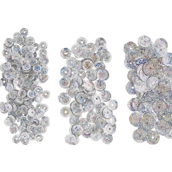 John Bead 700pcs 6/8/10mm Silver Round Plastic Assorted Loose Sequins Hologram with Hole for DIY Crafts Making Sewing Embroidery Clothes Decoration