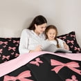 thumbnail image 4 of Erosebridal Cute Ribbon Bow Twin Comforter Sets 3-Piece for Girls,Teens Women Flying Butterfly Bedding Set,Pink Reversible,Breathable Home Decor, 4 of 6
