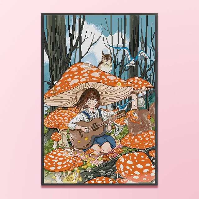 Cuadros Decorativos Bordado completo hilo de algodón ecológico 14CT contado chica punto de cruz ilustraciones (RA518) Wdftyju embutido en tela