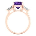 thumbnail image 4 of 3 ct Cushion Cut Natural Amethyst 3 Stone 18K Rose Gold Womens Engagement Ring, 4 of 5