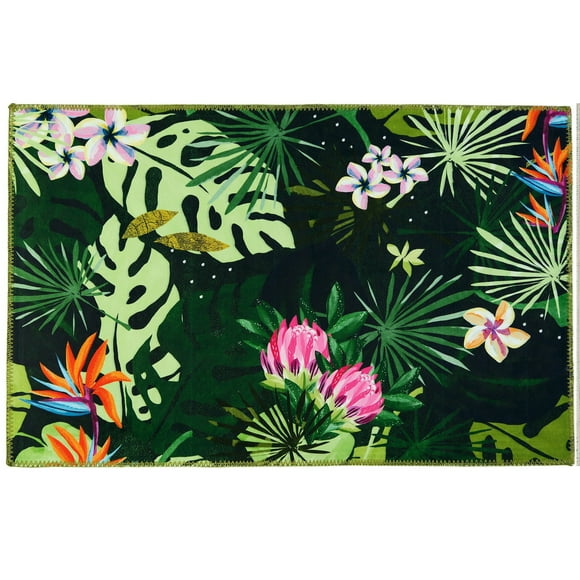 Tapis d'Accent Jellybean Island Vibe Homefires avec Fleurs et Feuillage 20"x30 Pouces