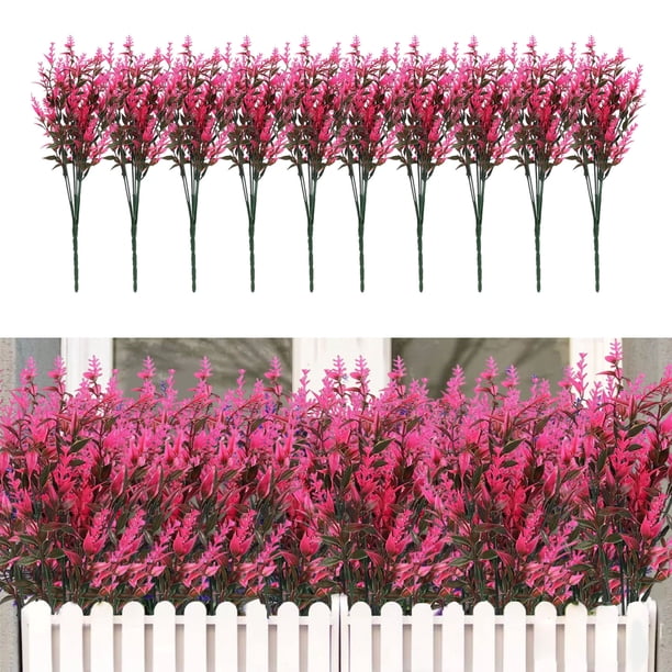 HWRETIE Plantas colgantes artificiales para exteriores,decoración para bodas y jardines en interiores y exteriores,vegetación mixta con pasto de caballito de mar,lavanda y espiga de trigo