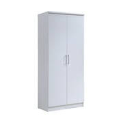 Hodedah 2-Door Wardrobe with 4-Shelves, White