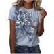 thumbnail image 2 of ICHUANYI Clearance Women's Fashion Printed T-shirt Short Sleeves Blouse Round Neck Casual Tops(Blue, M) ICHUANYI WER2023080710394, 2 of 4