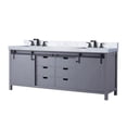 thumbnail image 3 of JERFIT 84 inch Double Sink Bathroom Vanity Set with Carrara Marble Top, Matte Black Faucet, Soft Close Drawers, Dark Grey, 3 of 5