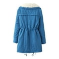 thumbnail image 4 of Lixiuxyad Winter Warm Puffer Jacket Women's Long Hooded Coat With Fleece Winter Warm Jacket With Pockets Stylish Outerwear For Cold Weather Blue, 4 of 6