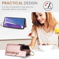 thumbnail image 6 of for Samsung Galaxy A71 5G Zipper Wallet Case, Premium Lychee Texture PU Leather Double Magnetic Clasp Flip Kickstand Credit Card Slots Shockproof Portable Metal Ring Hook Phone Case,Rosegold, 6 of 9