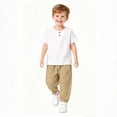 thumbnail image 6 of Qingpeng Kids Summer Solid Color Short Sleeve Crew Neck Top And Elastic Waist Long Pants Casual Sports Matching Outfit Set for Kids, 6 of 6