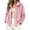 Pink, variant on Women's Ribbed Fleece Zip Up Jacket Stand Collar Long Sleeve Soft Warm Plush Coat with Pockets Casual Loose Fit Fall Winter Outerwear Red