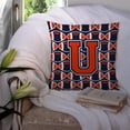 thumbnail image 3 of Letter U Football Orange, Blue and white Fabric Decorative Pillow, 3 of 4