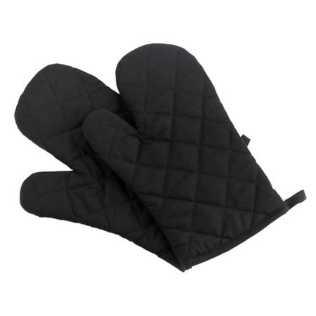 

Fidelma Kitchen Supplies Single Kitchen Cooking Microwave Oven Gloves Mitts Pot Pad Heat Proof Protected Black