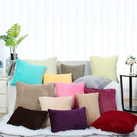 Plush Throw Pillow Cover Fluffy Cushion Cover 12 X 20 Inch Light