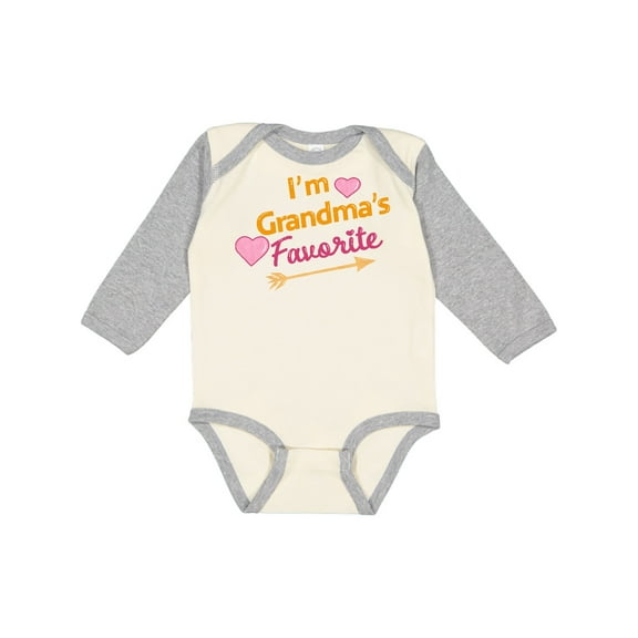 Inktastic I'm Grandma's Favorite with Arrow and Hearts in Pink Boys or Girls Long Sleeve Baby Bodysuit