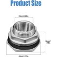 thumbnail image 2 of 4Pcs Bulkhead Water Tank Connector, 3/4" FPT Female Bulkhead Water Tank Fitting 304 Stainless Steel Thru-bulk Fitting Silver, 2 of 4