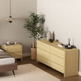 thumbnail image 2 of Linda Commode Moderne 2 Pcs à Double Largeur et Table de Nuit en Chêne Naturel, 2 of 12