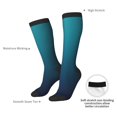thumbnail image 4 of Balery Blue and Teal Gradient Printed Novelty Socks Men's Women's Crew Socks Sports Socks Knee High Socks Cotton Socks Quirky and Cool Socks, 4 of 6