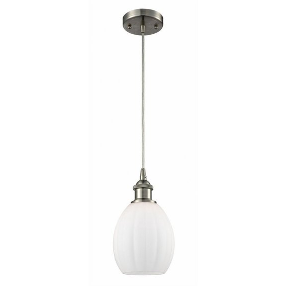 516-1P-SN-G81-Innovations Lighting-Eaton - 1 Light Cord Hung Mini Pendant In Industrial Style-9.5 Inches Tall and 6 Inches Wide-Brushed Satin Nickel