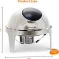thumbnail image 4 of 6.3-quart round roll-top chafing dish buffet set con glass window, ideal para para party, wedding, banquet, y graduation event (silver), 4 of 8
