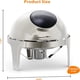 thumbnail image 4 of 6.3-quart round roll-top chafing dish buffet set con glass window, ideal para para party, wedding, banquet, y graduation event (silver), 4 of 8