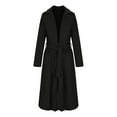 thumbnail image 5 of hotojiny Women's Wool Blend Coat Notched Lapel Pocketed Pea Coats Fall Winter Causal Long Overcoat with Belt, 5 of 7